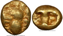 IONIA. Ephesus. Ca. 600-550 BC. EL sixth-stater or hecte (10mm, 2.32 gm). NGC VF 4/5 - 5/5. 'Primitive' bee, viewed from above / Two incuse squares of...