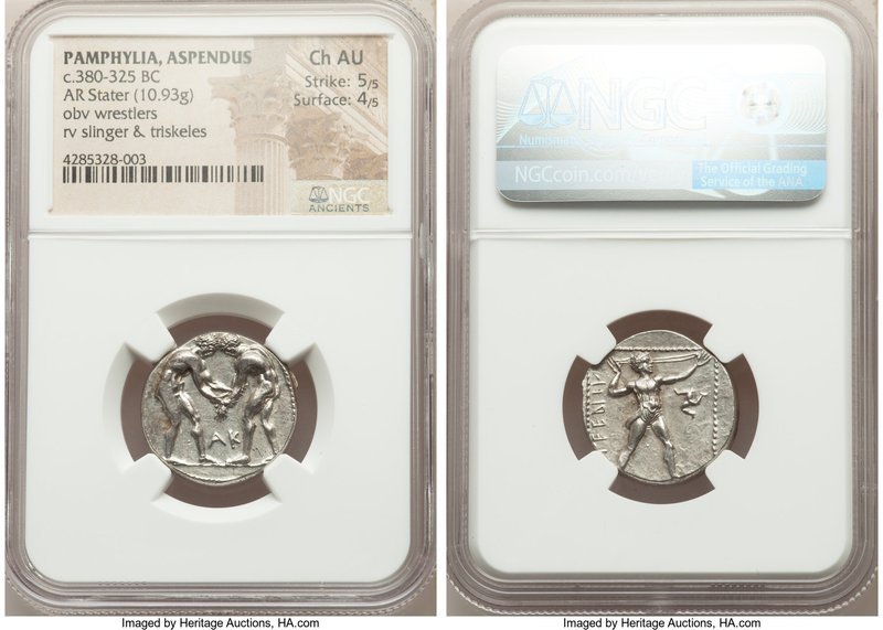 PAMPHYLIA. Aspendus. Ca. 380-325 BC. AR stater (22mm, 10.93 gm, 12h). NGC Choice...