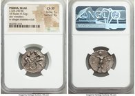 PISIDIA. Selge. Ca. 325-250 BC. AR stater (23mm, 9.32 gm, 12h). NGC Choice XF 5/5 - 4/5. Wrestlers grappling, K between / ΣΕΛΓΕΩΝ, slinger aiming righ...