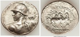 BACTRIAN KINGDOM. Eucratides I the Great (ca. 170-145 BC). AR tetradrachm (32mm, 16.02 gm, 12h). Choice XF. Diademed "heroically nude" bust of Eucrati...