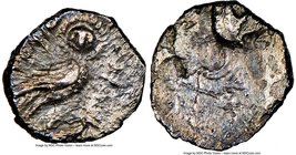 JUDAEA. Yehud. Ca. 333-302 BC. AR quarter-gerah or quarter-obol (5mm, 0.21 gm). NGC XF 2/5 - 2/5. Male head facing / HPHH YHZQYH (Yehezqio the governo...