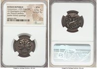 Anonymous. Ca. 225-214/2 BC. AR didrachm or quadrigatus (23mm, 6.64 gm, 5h). NGC XF S5/5 - 5/5. Laureate head of youthful Janus, two small annulets on...