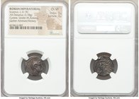 Marc Antony, as Triumvir (44-30 BC) and L. Pinarius Scarpus as Imperator. AR denarius (18mm, 3.78 gm, 12h). NGC Choice VF 3/5 - 3/5. Cyrene, 31 BC. M ...