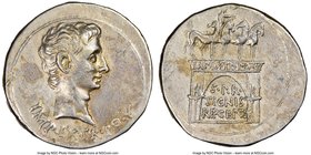 Augustus (27 BC-AD 14). AR cistophorus (26mm, 11.36 gm, 1h). NGC Choice XF 5/5 - 3/5. Pergamum, 19-18 BC. IMP•IX•TR•PO•V, bare head of Augustus right ...