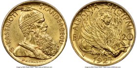 Republic gold "Prince Skanderbeg" 20 Franga Ari 1927-V MS63 NGC, Vienna mint, KM12.

HID09801242017