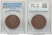 "Professor Holloway" bronzed Specimen Penny Token 1857 UNC Details (Spot Removed) PCGS, KM-Tn278.2. By J. Moore. Nearly medallic in its engraving, wit...