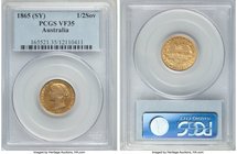 Victoria gold 1/2 Sovereign 1865-(sy) VF35 PCGS, Sydney mint, KM3. Lowest mintage date of series. Clear details and problem free. 

HID09801242017