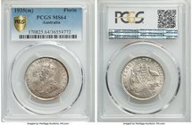 George V Florin 1935-(m) MS64 PCGS, Melbourne mint, KM27. One of the final dates for the type with a comparatively low mintage for the series, seldom ...