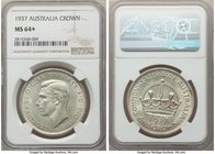 George VI Crown 1937-(m) MS64+ NGC, Melbourne mint, KM34. Certainly among the upper tier of known survivors for this otherwise prolific type, both the...