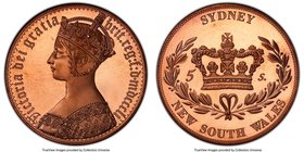 New South Wales copper Proof Piefort INA Retro Issue "Gothic" 5 Shilling 1851-Dated PR68 Red Cameo PCGS, KMX-Unl. 

HID09801242017