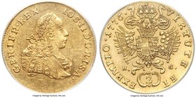 Joseph II gold 2 Ducat 1776 E-HG AU53 PCGS, Karlsburg mint, KM1860. On the precipice of Mint State preservation and arguably conservatively graded, di...