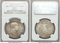 Franz Joseph I 5 Corona 1908 MS65 NGC, KM2809. Seldom offered in this exalted state, a distinctive glassiness present in the fields. 

HID0980124201...