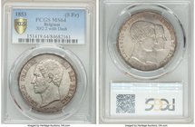 Leopold I Medallic "Royal Wedding" 5 Francs 1853 MS64 PCGS, KM-X2.1. Variety with dash between dates. Very finely executed with full bodied luster. Mi...