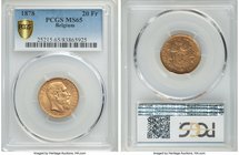 Leopold II gold 20 Francs 1878 MS65 PCGS, KM37. Light rose-gold toning over lustrous surfaces. AGW 0.1867 oz.

HID09801242017