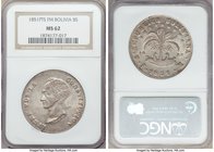 Republic 8 Soles 1851 PTS-FM MS62 NGC, Potosi mint, KM109. The second finest example graded by NGC. Blazing mint luster with just a hint of tone.

H...