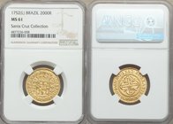 Jose I gold 2000 Reis 1752-(L) MS61 NGC, Lisbon mint, KM182.1, LMB-302. A date for which 12,000 were struck, leaving doubtlessly few survivors. This s...