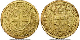Jose I gold 4000 Reis 1775-(L) MS61 NGC, Lisbon mint, KM171.1. Large Crown, "ISOEPHUS" variety. Brilliant throughout the entirety of the fields, which...