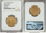 Jose I gold 4000 Reis 1775-(L) AU Details (Cleaned) NGC, Lisbon mint, KM171.4. Small Crown variety. From the Dresden Collection

HID09801242017