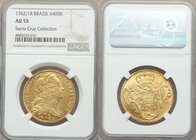 Jose I gold 6400 Reis 1762/1-R AU55 NGC, Rio de Janeiro mint, KM172.2, LMB-430, Gomes-55.14. A scintillating example offering not only an academically...