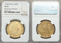 Jose I gold 6400 Reis 1768-B AU53 NGC, Bahia mint, KM172.1, LMB-398. Offering good detail for the assigned grade, this lightly circulated specimen is ...