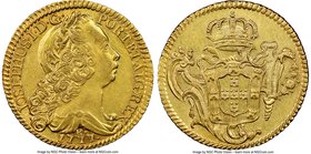 Jose I gold 6400 Reis 1777-R AU58 NGC, Rio de Janeiro mint, KM172.2, LMB-445. Subdued luster indicates a brief history in circulation, though the offe...