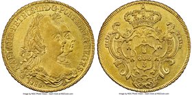 Maria I & Pedro III gold 6400 Reis 1785-R AU55 NGC, Rio de Janeiro mint, KM199.2, LMB-467. A well-centered and pleasingly lustrous example displaying ...