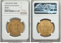 Maria I gold 6400 Reis 1789-R AU58 NGC, Rio de Janeiro mint, KM226.1. From the Dresden Collection

HID09801242017
