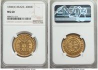 João Prince Regent gold 4000 Reis 1808-(R) MS60 NGC, Rio de Janeiro mint, KM235.2. From the Dresden Collection

HID09801242017
