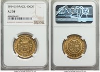 João Prince Regent gold 4000 Reis 1814-(R) AU58 NGC, Rio de Janeiro mint, KM235.2. From the Dresden Collection

HID09801242017