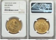 João Prince Regent gold 6400 Reis 1806-R UNC Details (Cleaned) NGC, Rio de Janeiro mint, KM236.1. From the Dresden Collection

HID09801242017