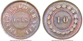 Pedro II copper Pattern 10 Reis 1838 MS63 Brown NGC, KM-Pn51, LMB-E033A, Bentes-E49.08. An offering that is as attractive as it is scarce, displaying ...