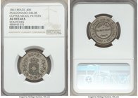 Pedro II nickel Pattern 40 Reis 1863 AU Details (Scratches) NGC, KM-Pn110, Bentes-E45.08. Containing darkened charcoal accents around the features tha...