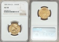 Pedro II gold 10000 Reis 1885 AU58 NGC, Rio de Janeiro mint, KM467.

HID09801242017