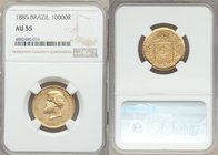 Pedro II gold 10000 Reis 1885 AU55 NGC, Rio de Janeiro mint, KM467.

HID09801242017