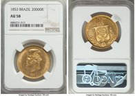 Pedro II gold 20000 Reis 1853 AU58 NGC, Rio de Janeiro mint, KM468. AGW 0.5286 oz. From the Dresden Collection

HID09801242017
