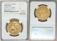 Pedro II gold 20000 Reis 1853 AU Details (Harshly Cleaned) NGC, Rio de Janeiro mint, KM468. From the Santa Cruz Collection

HID09801242017