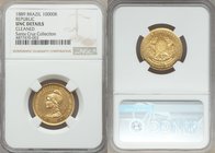 Republic gold 10000 Reis 1889 UNC Details (Cleaned) NGC, Rio de Janeiro mint, KM496. From the Santa Cruz Collection

HID09801242017