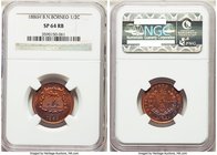 British Protectorate Specimen 1/2 Cent 1886-H SP64 Red and Brown NGC, Heaton mint, KM1. Exhibiting a crescent of lilac color on the reverse that prove...
