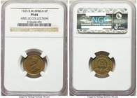 British Colony. George V tin-brass Proof 6 Pence 1925 PR64 NGC, Royal mint London, KM11b, FT101. Chromatic pastel shades ignite the surface of this pi...
