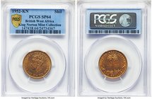 British Colony. George VI Specimen Shilling 1952-KN SP64 PCGS, Kings Norton mint, KM28. Struck from well-polished dies with a sunset russet coloration...