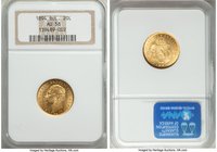 Ferdinand I gold 20 Leva 1894-KB AU58 NGC, Kremnitz mint, KM20. Very much on the cusp of Mint State, bold cartwheel luster presented together with ori...
