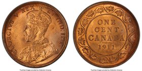 George V Cent 1911 MS65+ Red PCGS, Ottawa mint, KM15. Nice satiny luster. From the James Mossman Collection of Canadian Coinage

HID09801242017