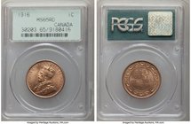 George V Cent 1916 MS65 Red PCGS, Ottawa mint, KM21. Sharply struck, with golden-red mint luster and only minor imperfections.

HID09801242017