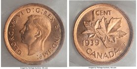 George VI Cent 1939 MS66 Red ICCS, Royal Canadian mint, KM32. A gorgeous offering with no observable flaws. From the James Mossman Collection of Canad...