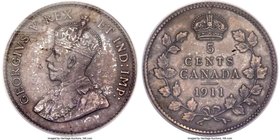 George V Specimen 5 Cents 1911 SP63 PCGS, Ottawa mint, KM16. Clearly specimen in every facet with razor-sharp detail and pleasing antique argent tone....