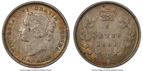 3-Piece Lot of Certified 5 Cents, 1) Victoria 5 Cents 1881-H - AU55 PCGS, Heaton mint, KM2 2) Victoria 5 Cents 1899 - MS64 ICCS, London mint, KM3 3) E...