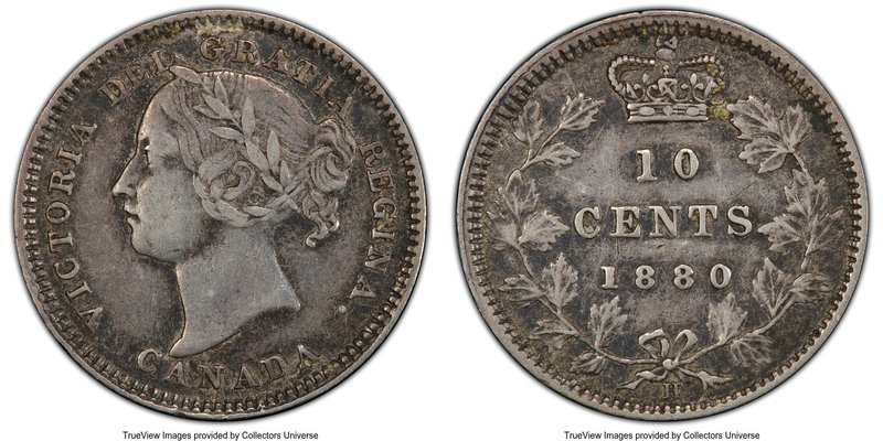 Pair of Certified 10 Cents PCGS, 1) Victoria 10 Cents 1880-H - VF35, Heaton mint...