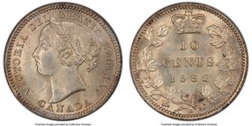 Victoria 10 Cents 1882-H MS63 PCGS, Heaton mint, KM3. Clearly ranking in the upper bracket of PCGS-certified examples, a silky texture over the surfac...