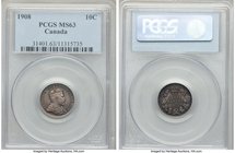 Edward VII 10 Cents 1908 MS63 PCGS, Ottawa mint, KM10. Blue-gray toning with a bold strike and surfaces displaying only a few light marks.

HID09801...