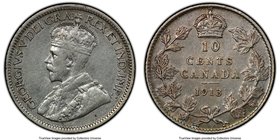 George V "Broad Leaves" 10 Cents 1913 XF45 PCGS, Ottawa mint, KM23. Large/Broad leaves variety. A key issue with light highpoint wear and a mild curre...